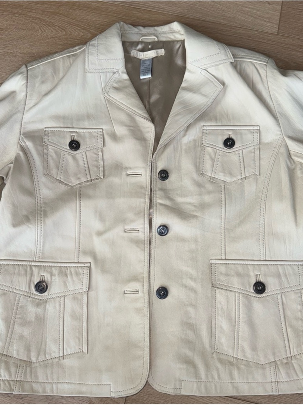 Chico's Cream Button-Front Utility Blazer